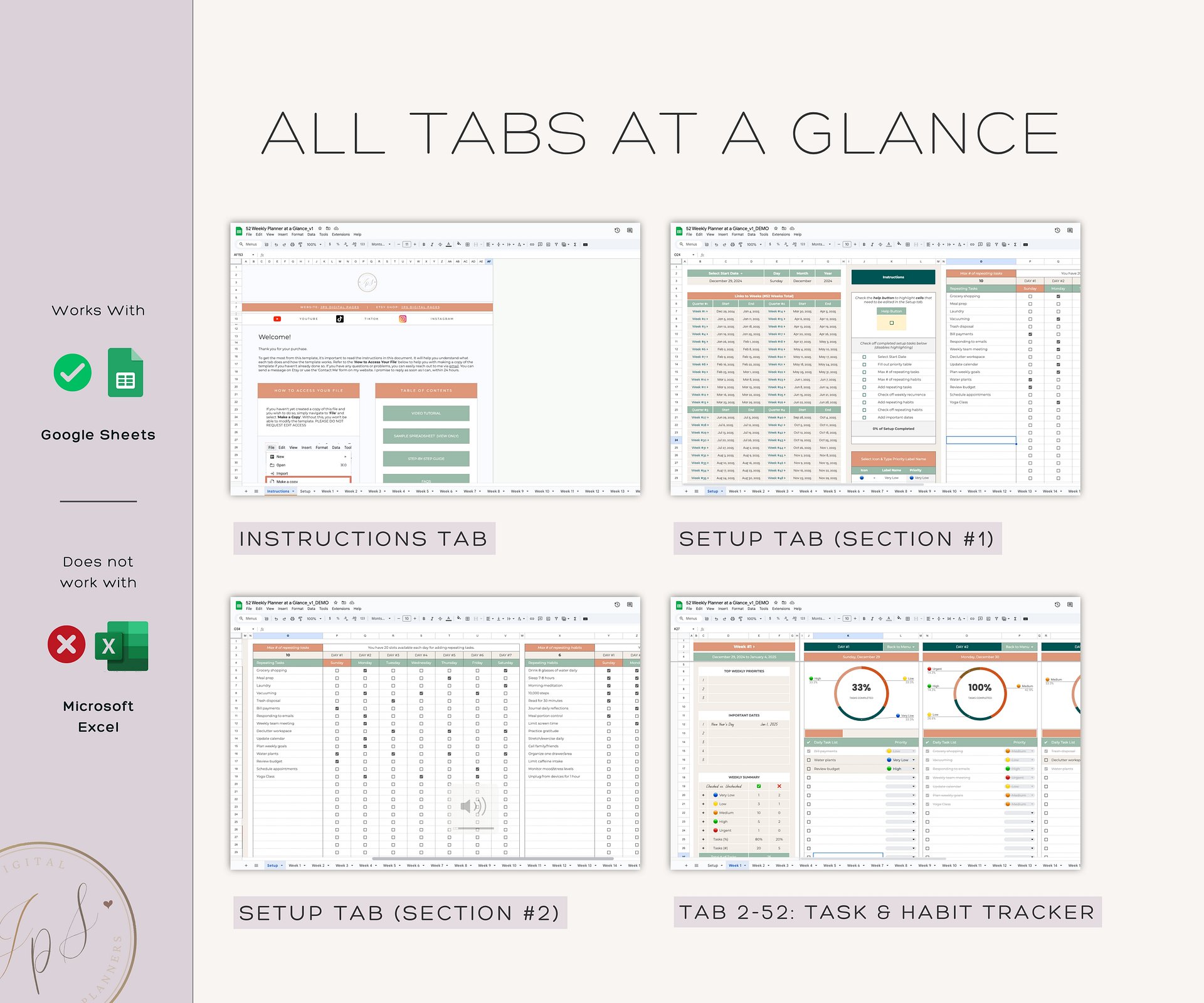 Recurring Task Manager, Google Sheets Template, Dynamic Monthly Calendar product image (9)