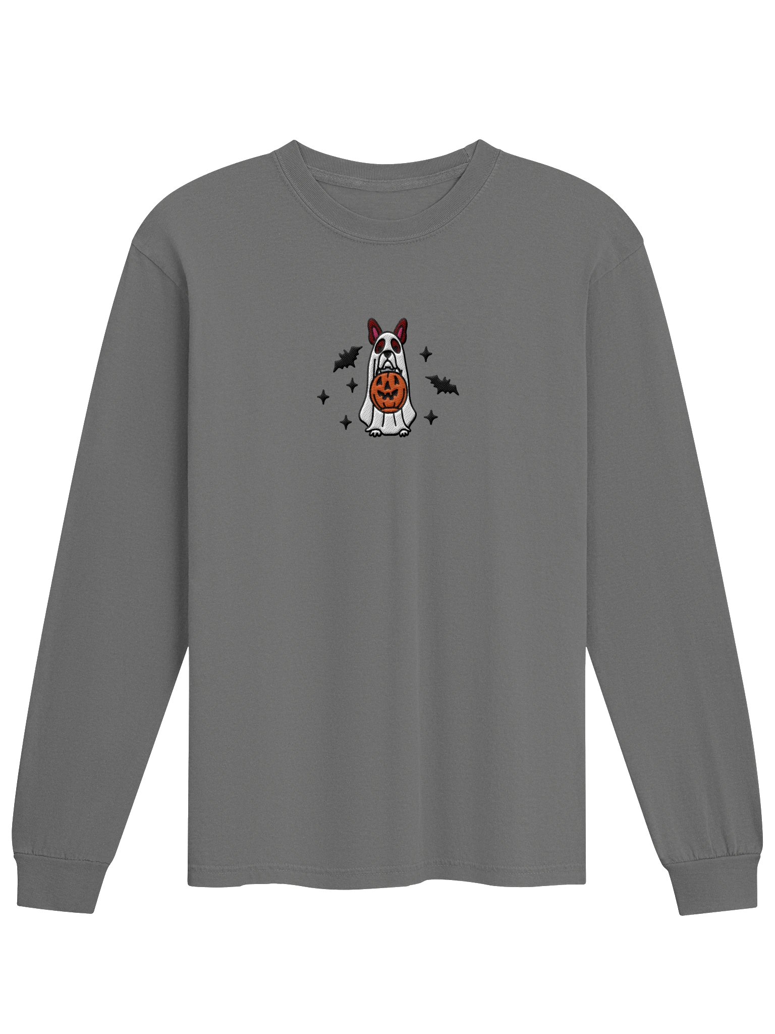 Halloween Boston Terrier(Seal & White) Embroidered Long-sleeved T-Shirt product image (4)