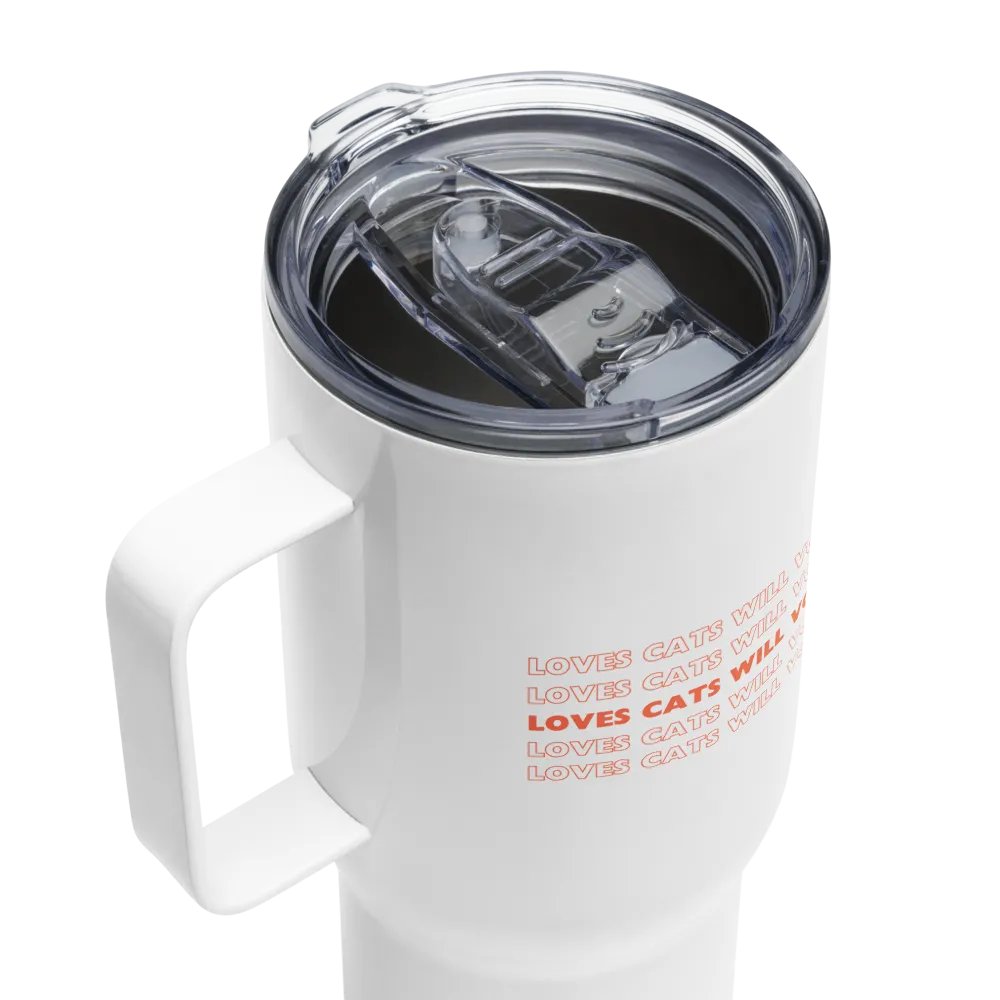 Loves Cats Will Vote Travel Mug With Handle product image (5)