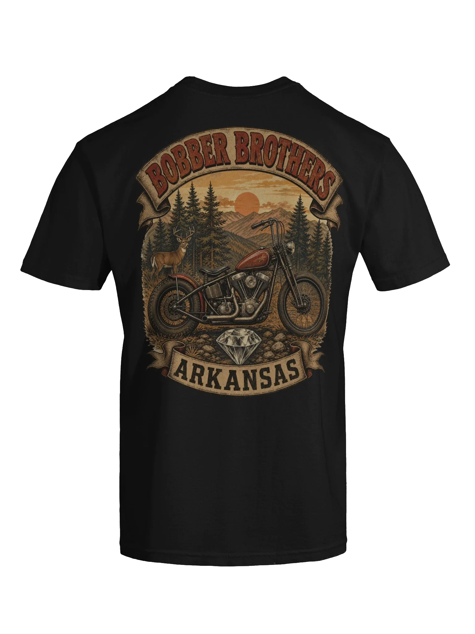 Arkansas motorcycle t-shirt design by Bobber Brothers