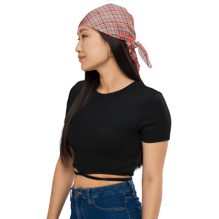 Orange Coral and Blue Plaid Bandana product image (1)
