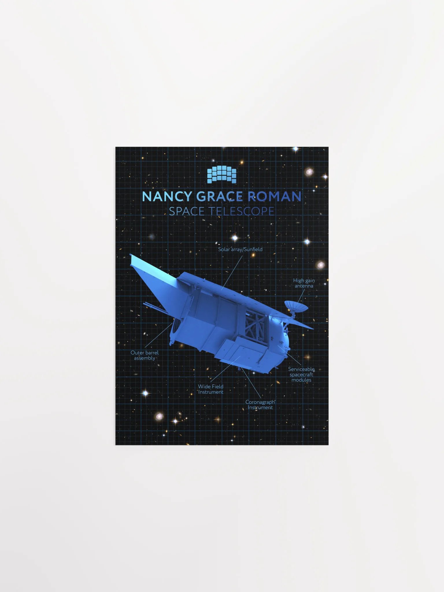 Nancy Grace Roman Telescope Blueprint Poster — NASA NGRST Space Print, Futuristic Science Wall Art, Space Blueprint Decor product image (6)