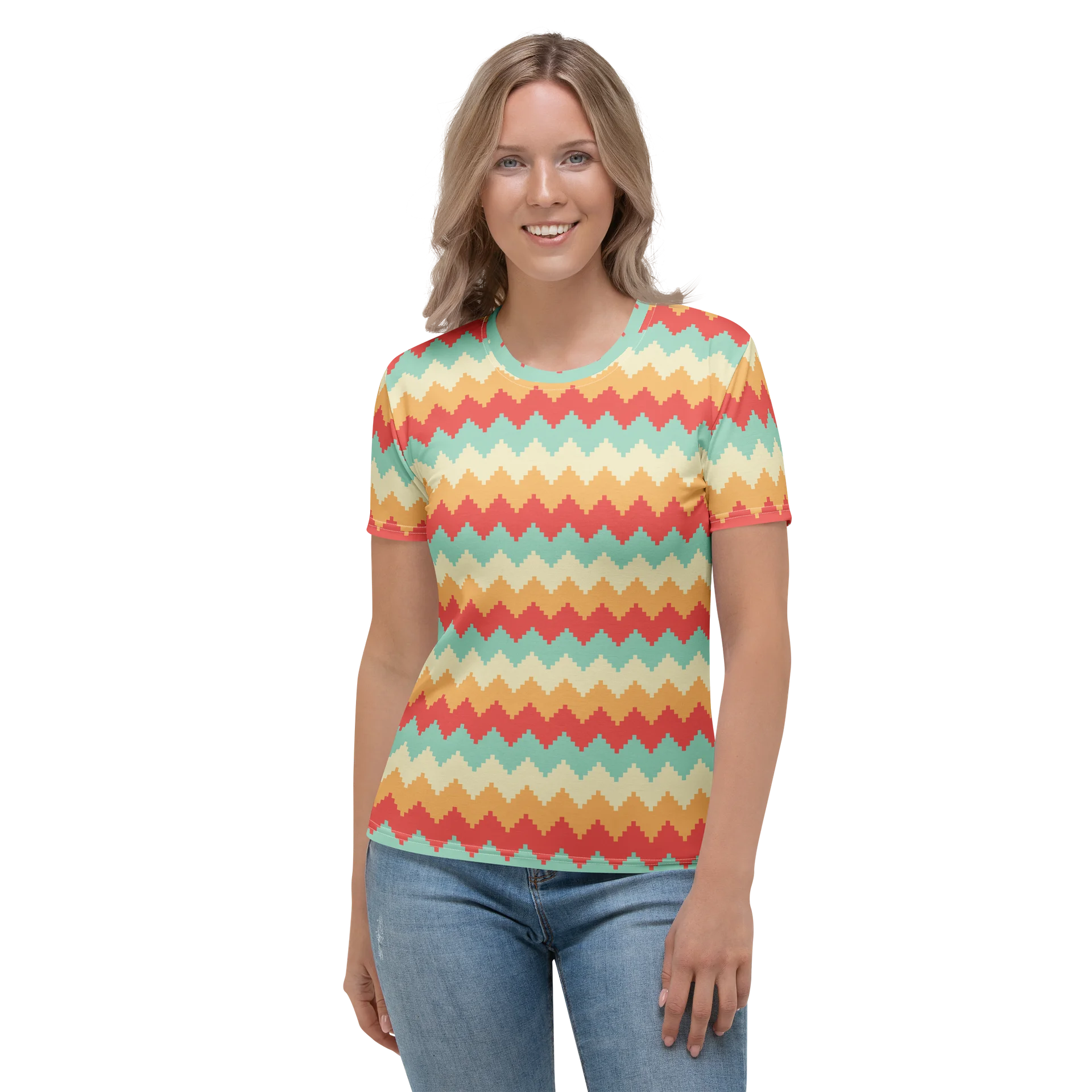 Colorful Chevron Zigzag Women's Crew Neck T-Shirt product image (1)