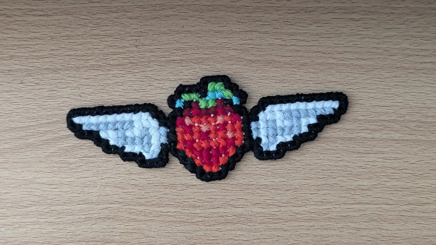 Flying Strawberry Cross Stitch Patch product image (1)
