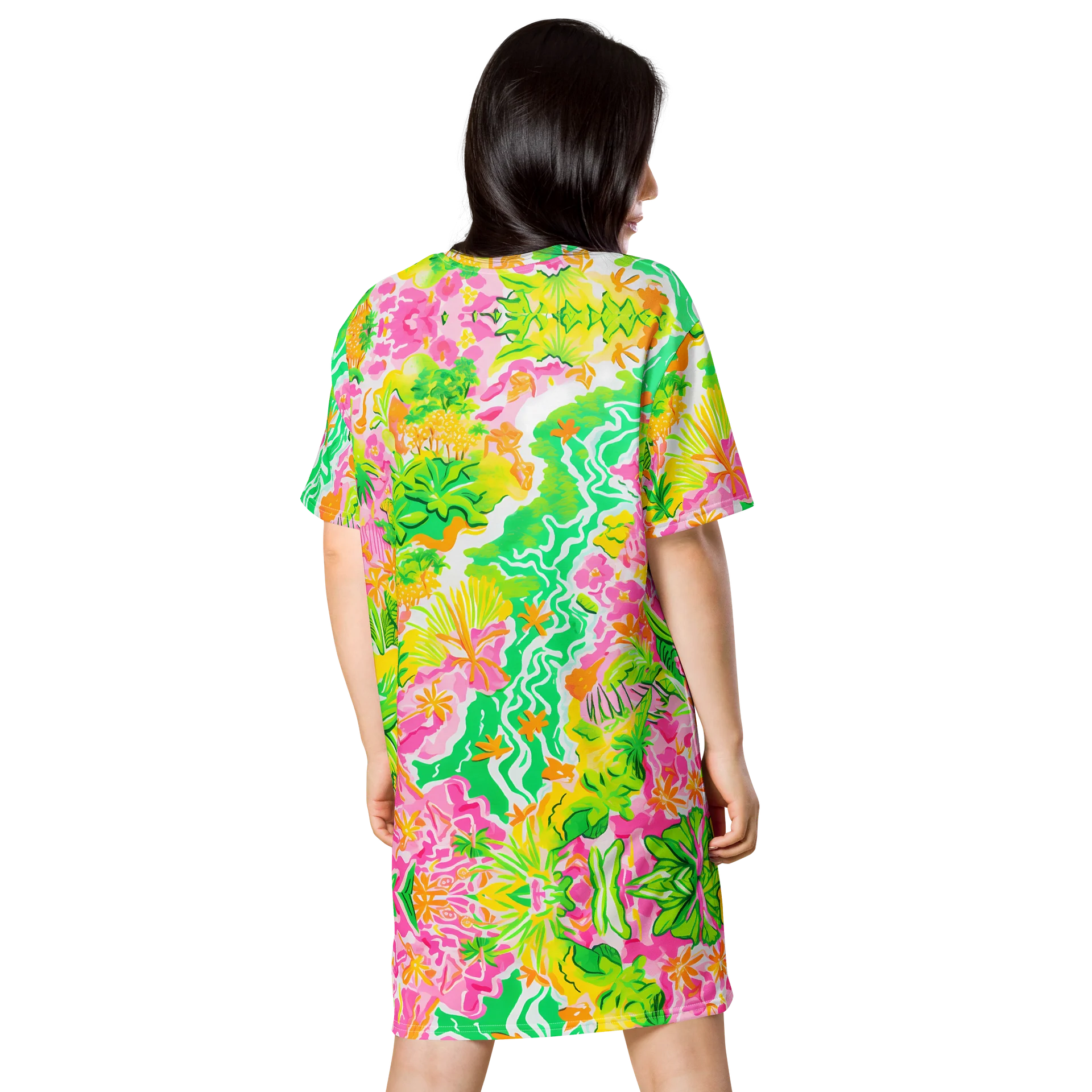 Tropical Garden Print Oversized T-Shirt Dress product image (4)