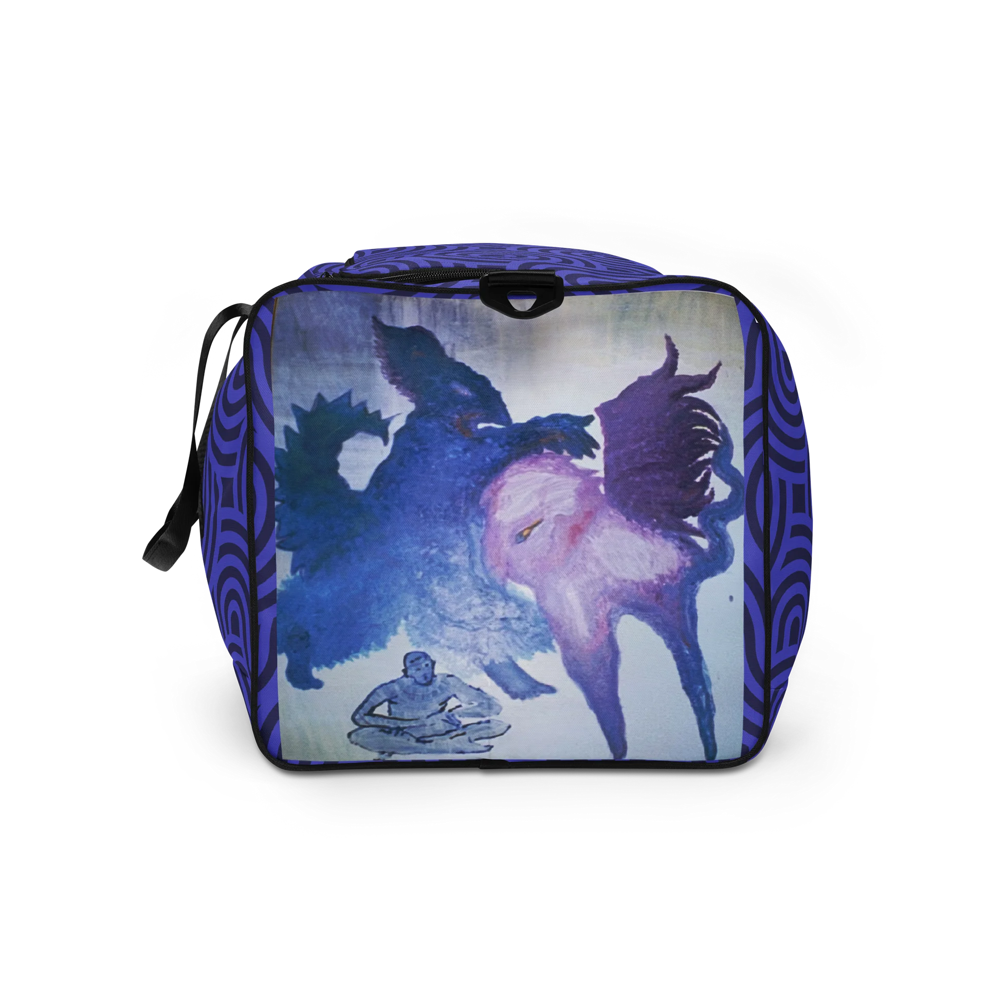 Purple Wave Geometry Duffle Bag featuring original oilpainting "Squirrels rule" product image (9)