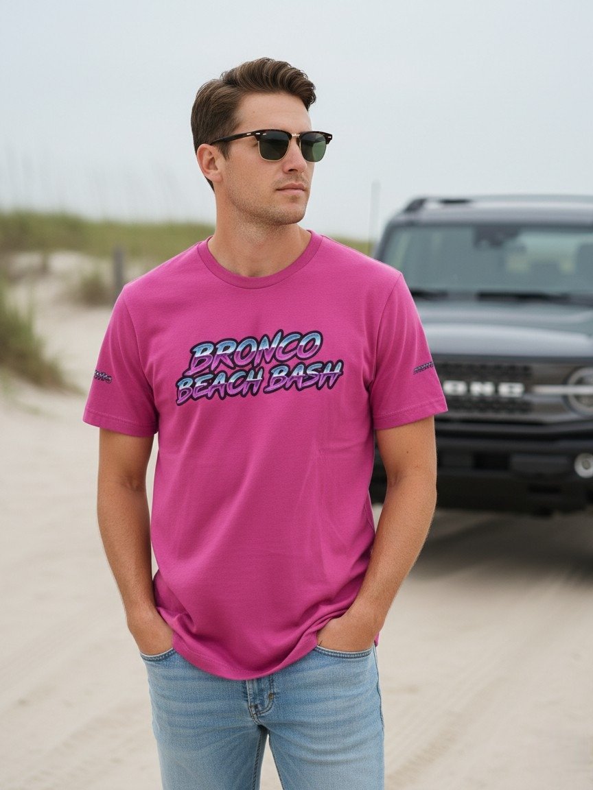 2026 Bronco Beach Bash OBX X Destination Bigfoot Bronco Collab | Bella + Canvas Supersoft T-Shirt (Multiple Colors Available) product image (1)