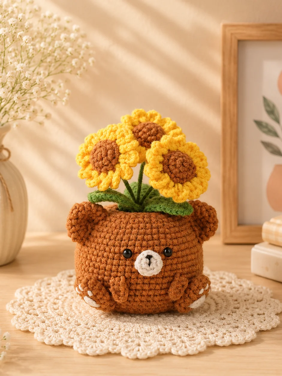 Sunflower Bear Pot crochet pattern product image (3)
