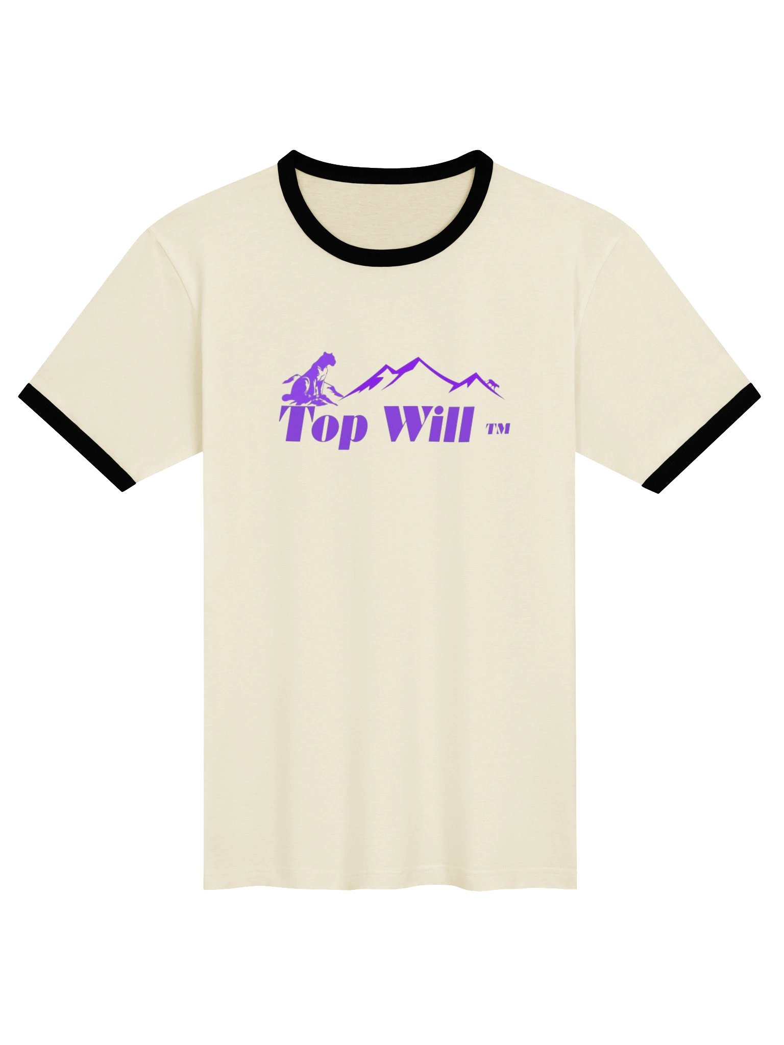 Top Will ™ Cream & Purple-Black Unisex Ringer T-Shirt product image (1)