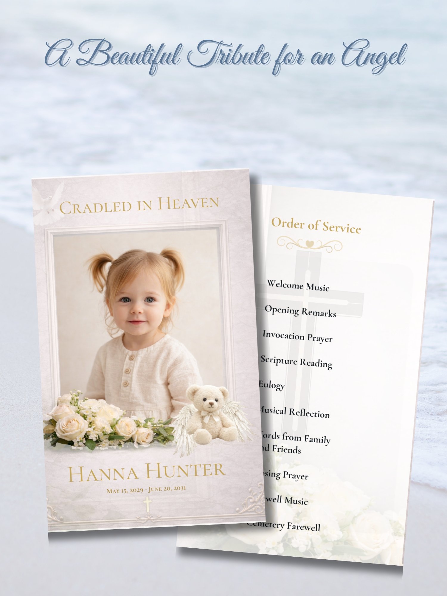 Baby Girl Funeral Program Template – Editable 4-Page Canva Bifold product image (6)