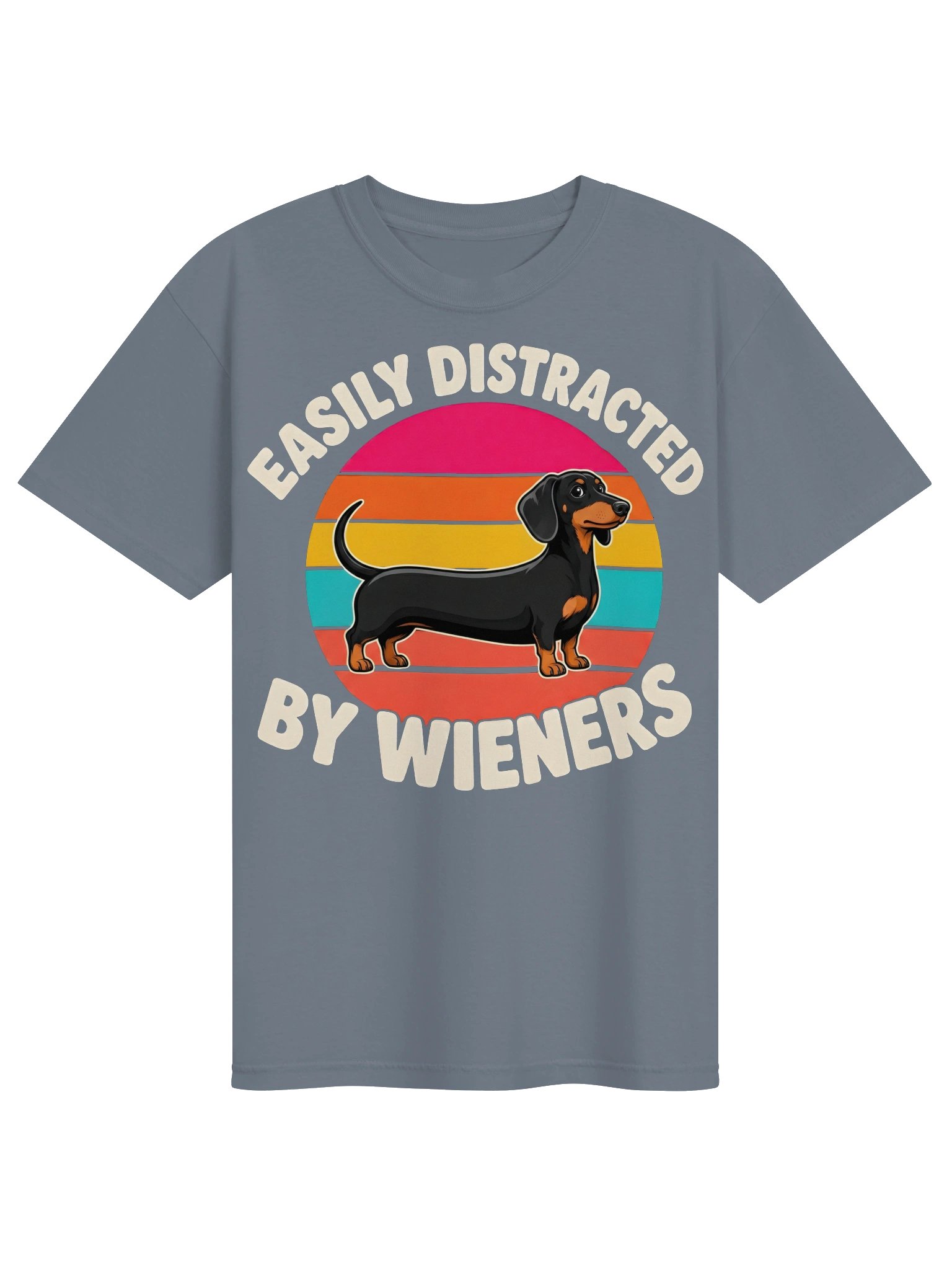 Funny Dachshund Retro Sunset Shirt - Easily Distracted By Wieners product image (4)