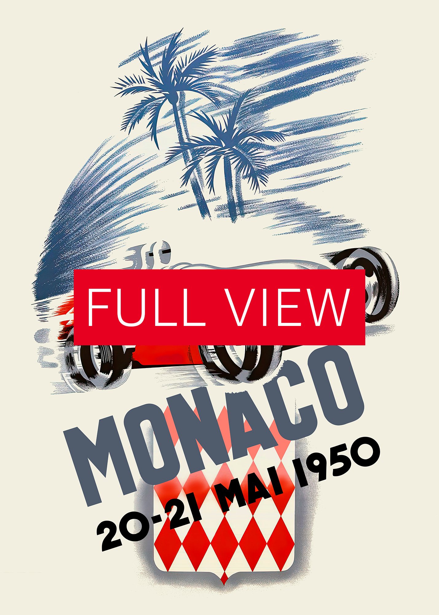 Monaco Vintage F1 Grand Prix, 1950 poster — Vintage Formula 1 poster, Monaco Grand Prix poster, retro travel poster, retro travel art product image (3)