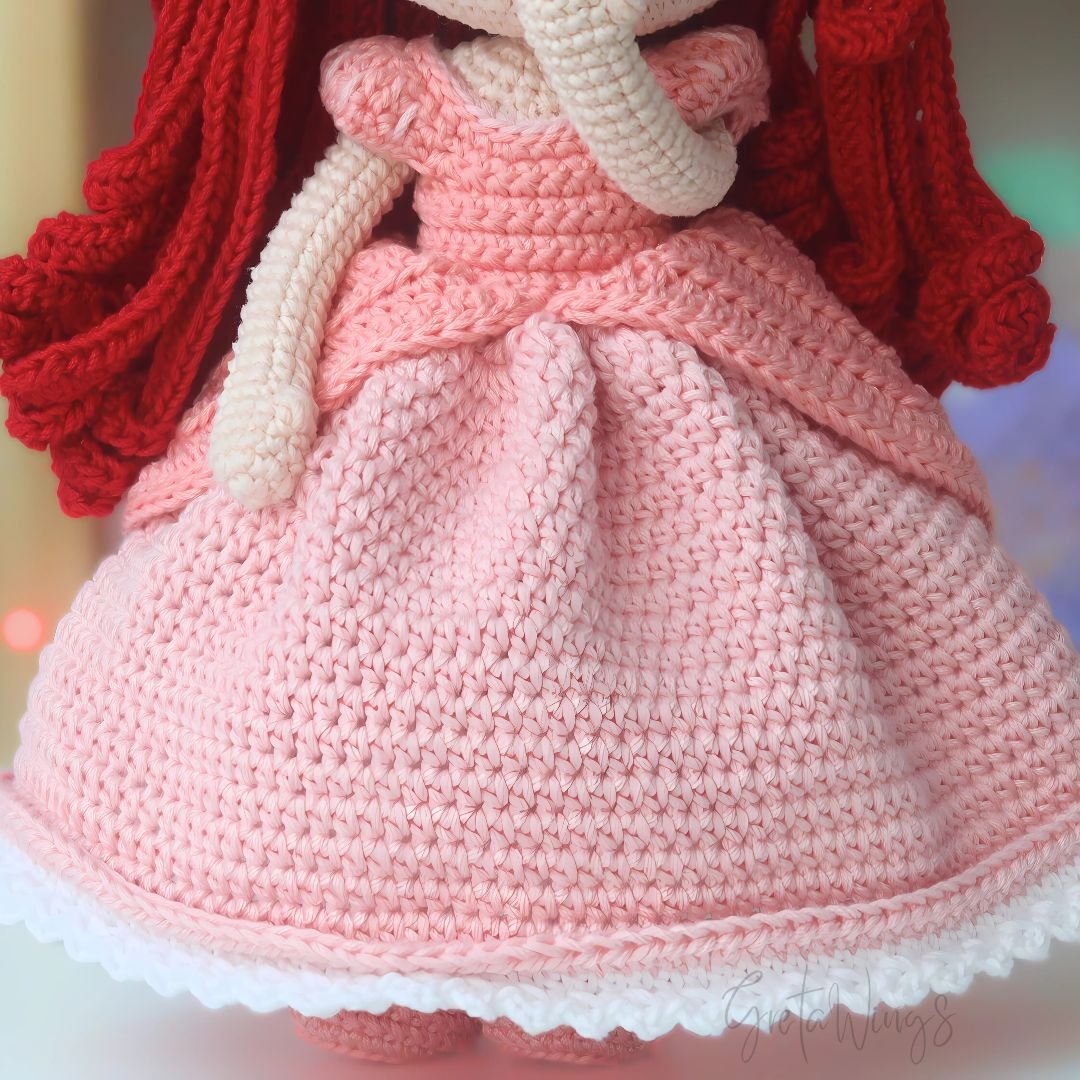 Patrón de Amigurumi de Ariel – Versión Humana con Vestido Rosa (Descarga Digital) product image (3)