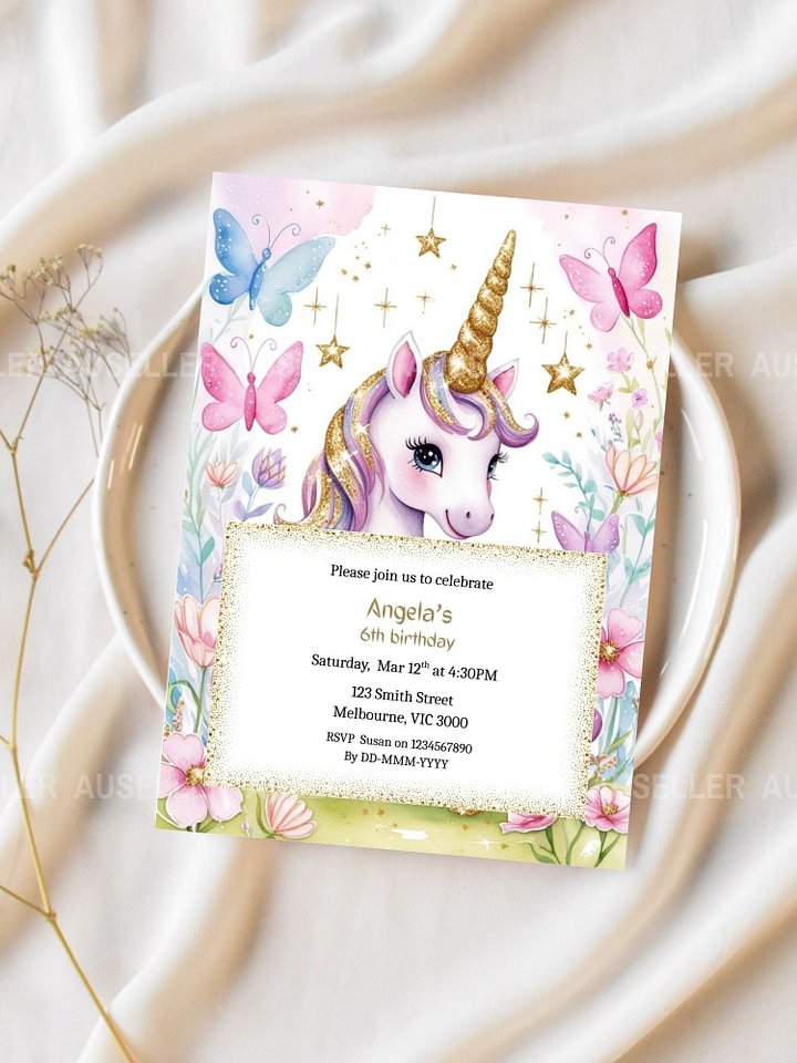 Magical Unicorn Birthday Girls Invitation product image (2)