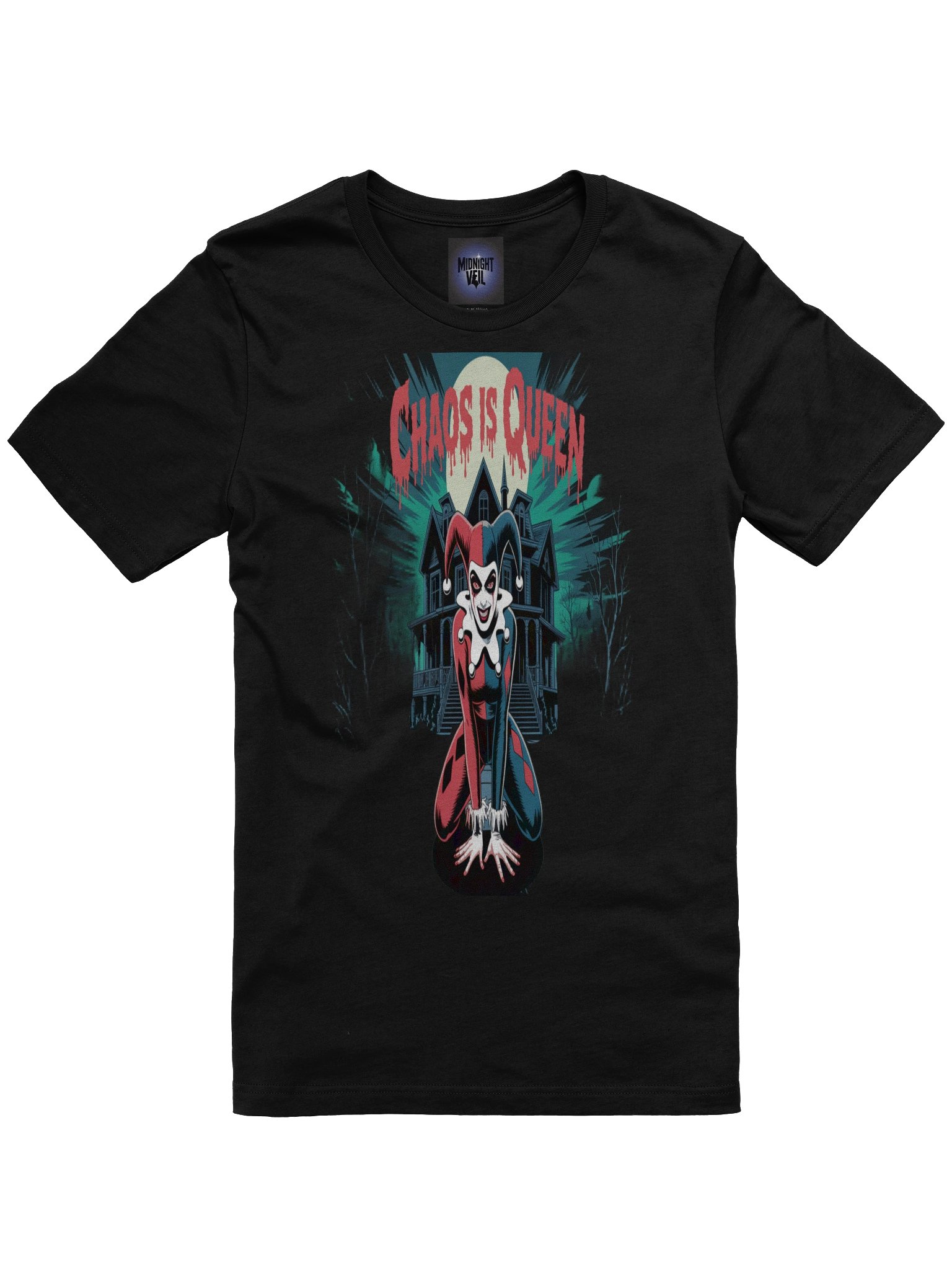 Chaos Queen: Harley Quinn's Midnight Haunt Graphic Tee product image (3)