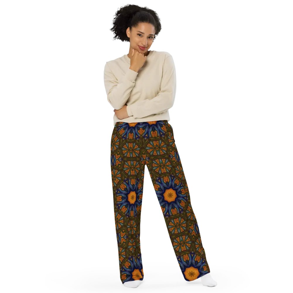 Orange and Blue Sketchy Kaleidoscope Wideleg Pants product image (5)