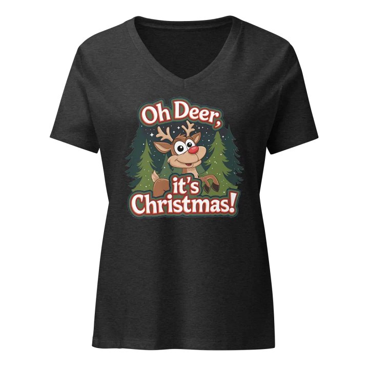 Festive Reindeer Christmas V-Neck Tee product image (3)