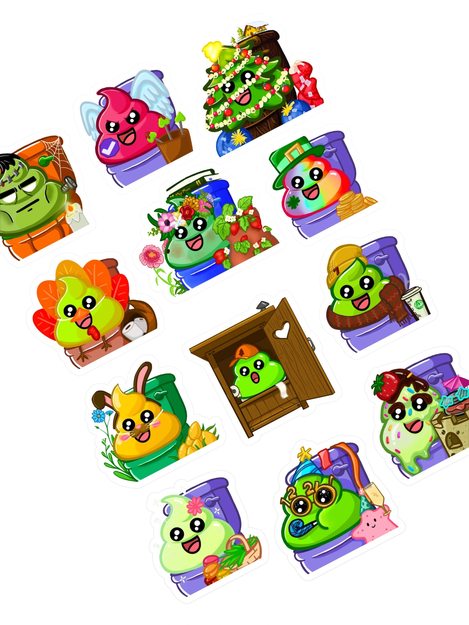 12 Poops Pooping Sticker Sheet product image (1)