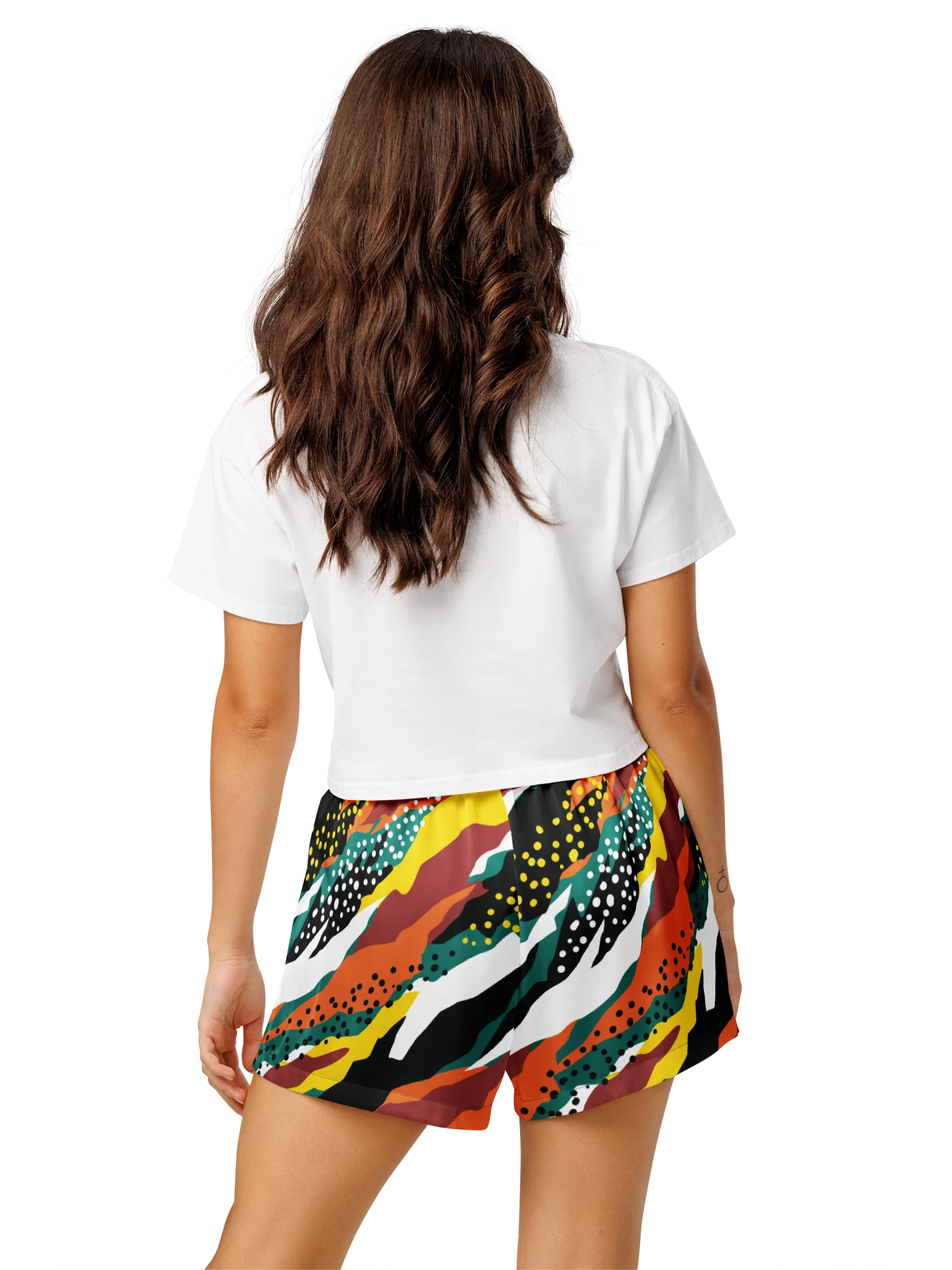 Terracotta & Teal Abstract Safari Pattern | Vibrant All-Over Print Women's Pajama Shorts product image (7)