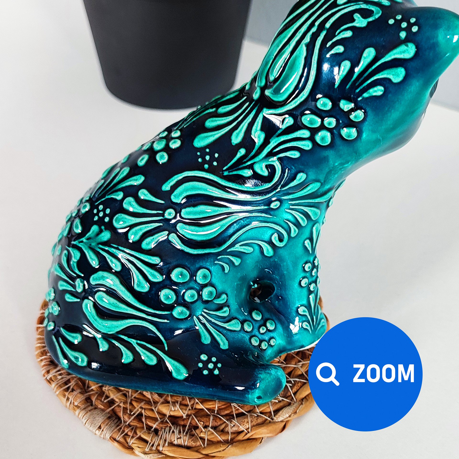 Ceramic turquoise cat — handmade pottery, handmade ceramic, home decor, handmade gift, Turkish ceramic product image (6)