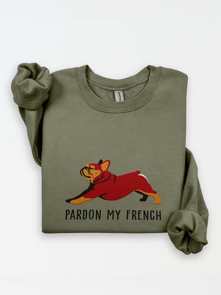 Pardon My French Sweatshirt (Embroidered) of a French Bulldog(Red & Tan) product image (1)