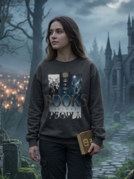 "Books Before People" Introvert Graphic Crewneck Sweatshirt product image (1)