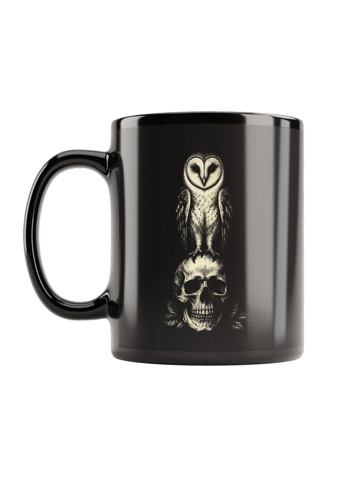 Owl and Skull Mug, Black