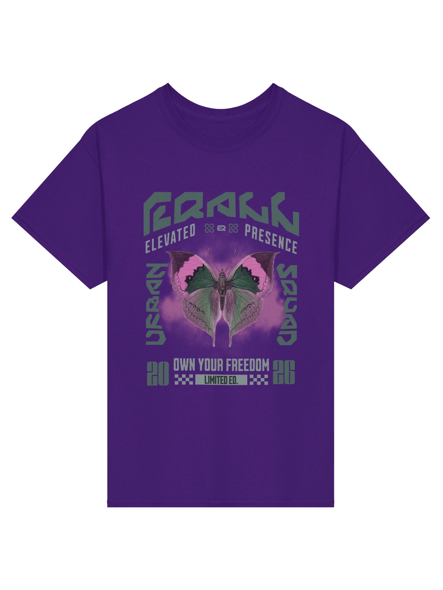 Urban Butterfly R3CVR.i Vibes Heavyweight 100% Cotton T-shirt by EQALL® Originals_Green / Cyclamen product image (27)