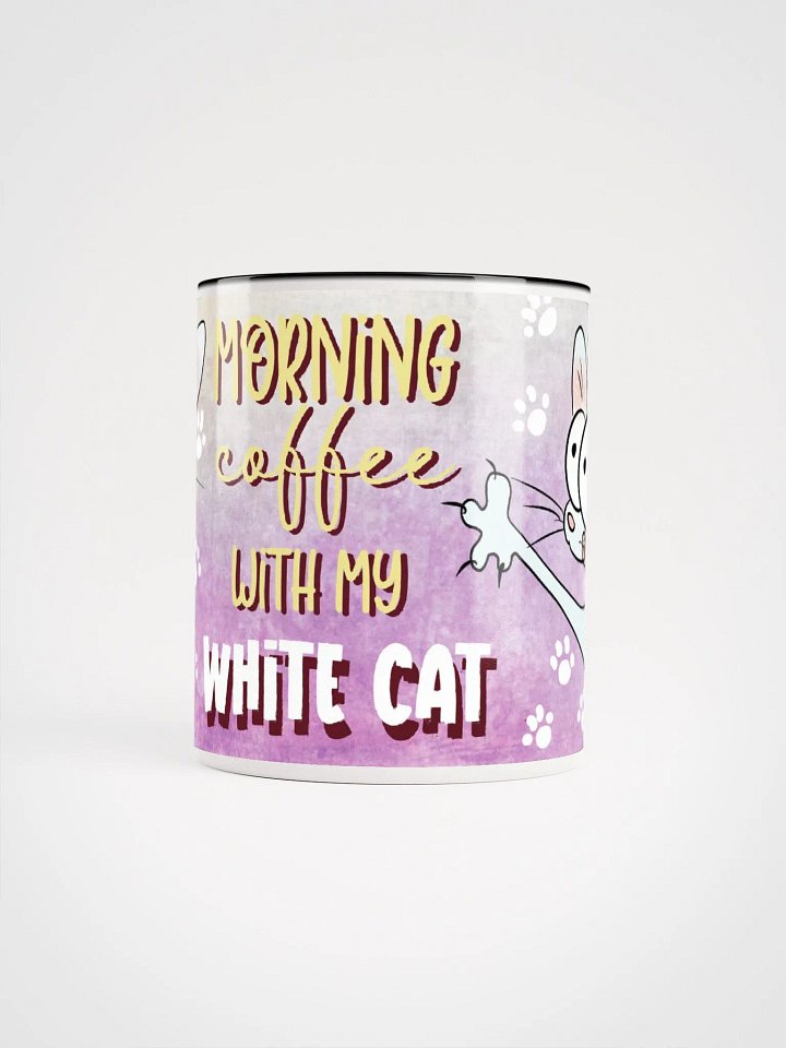 Morning Coffee With My White Cat Accent Mug product image (2)