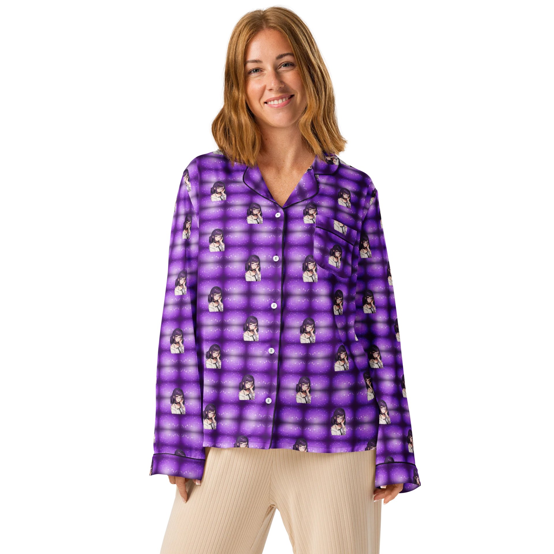 (Purple WAIFU) K Women's Long Sleeve Pajama Top product image (1)