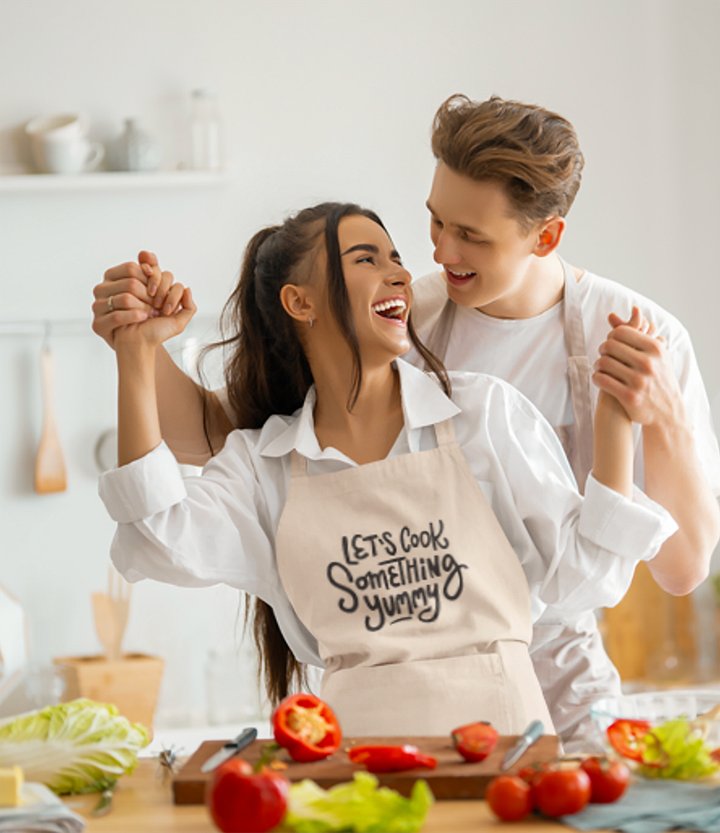Let’s Cook Something Yummy Apron – Organic Cotton Kitchen Gift product image (1)