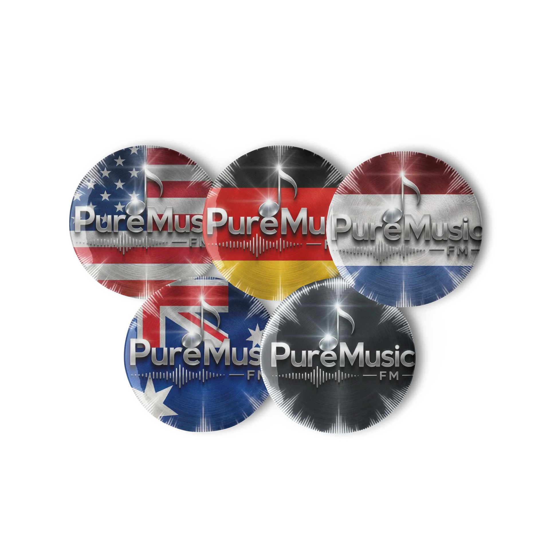 PureMusic FM Logo Pin Buttons product image (2)