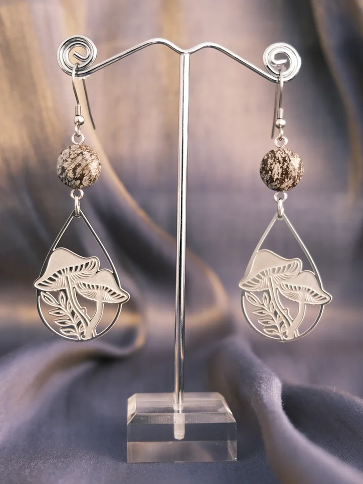 i feel Renewed - Brown snowflake obsidian earrings product image (1)