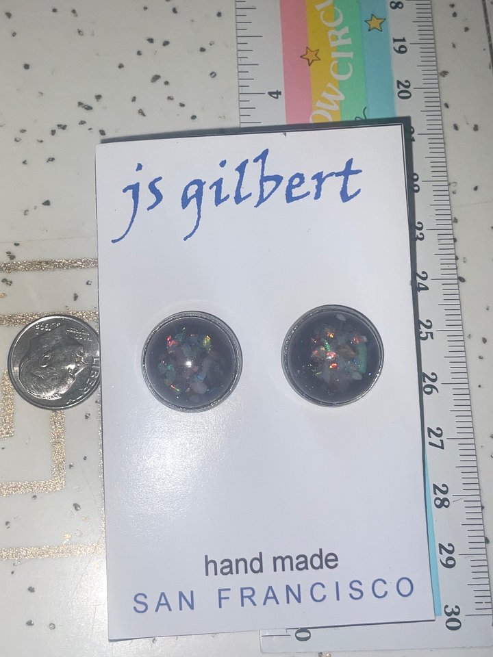 large round opal studs product image (2)
