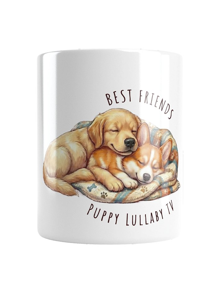 Golden Retriever & Corgi "Best Friends" Ceramic Coffee Mug – White Puppy Lullaby TV Mug product image (1)