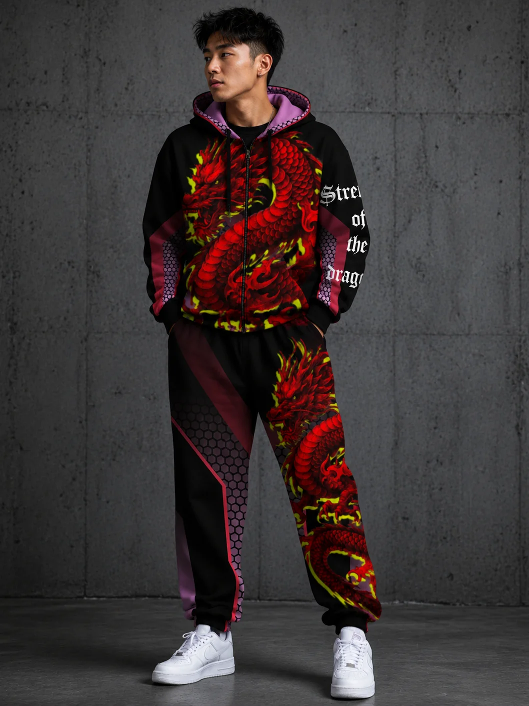 Japanese Crimson Dragon Set – Zip Hoodie + Joggers product image (1)