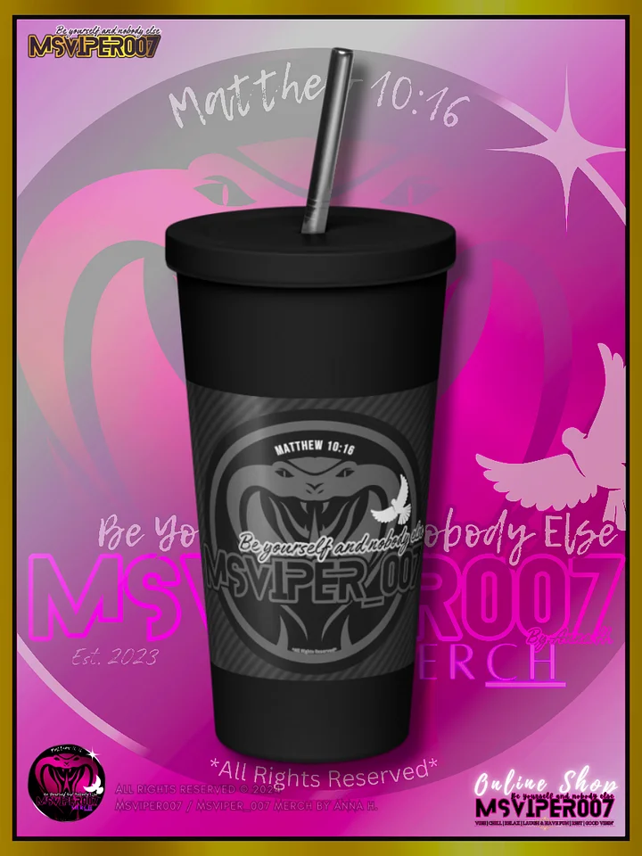 Tumbler - "MsViper_007™ Brand [gray/blk] - Support&Sport" Insulated Tumbler with a Straw By Anna H. product image (2)