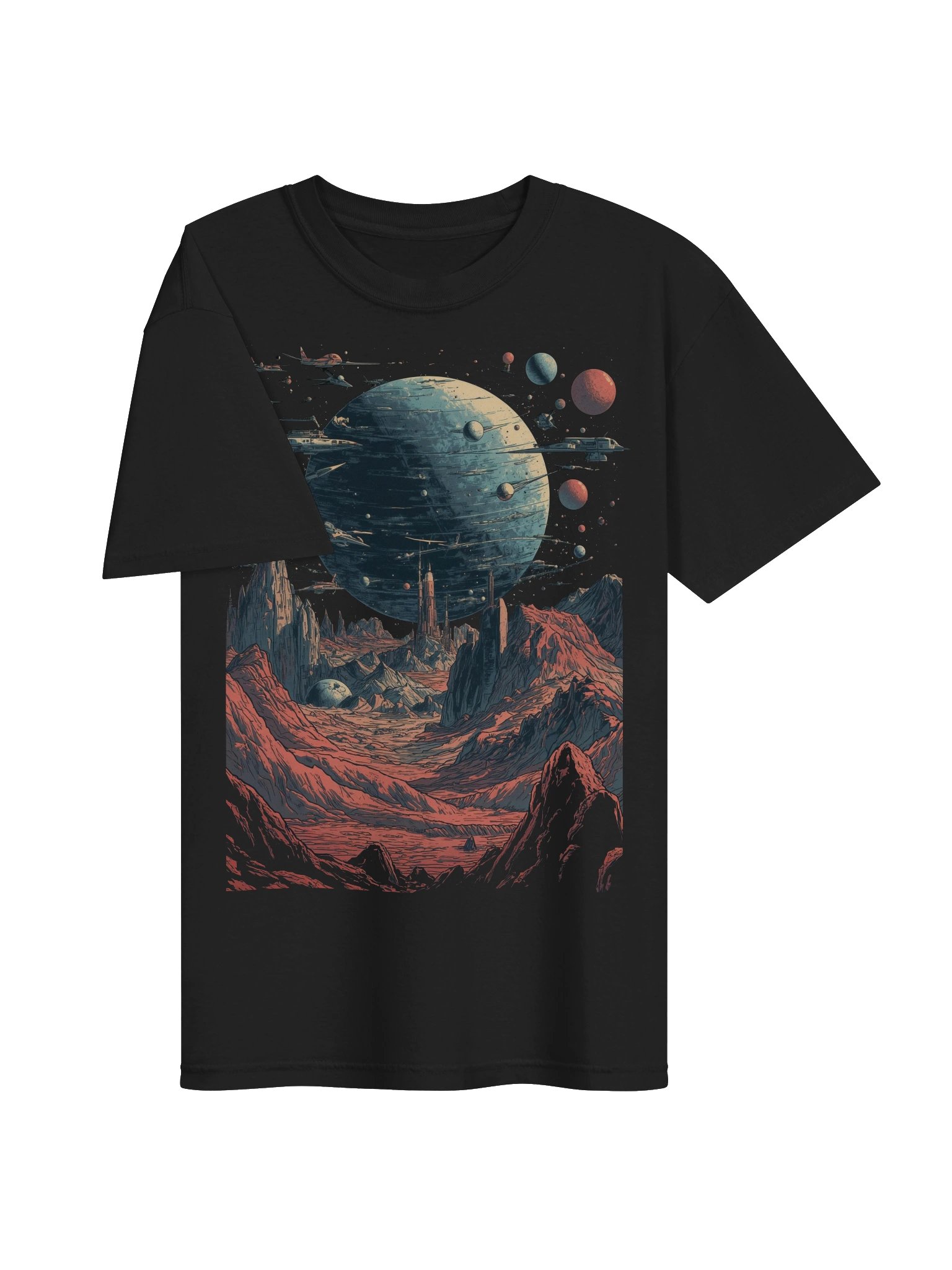 Retro-Futuristic Alien Landscape Heavyweight T-Shirt product image (6)