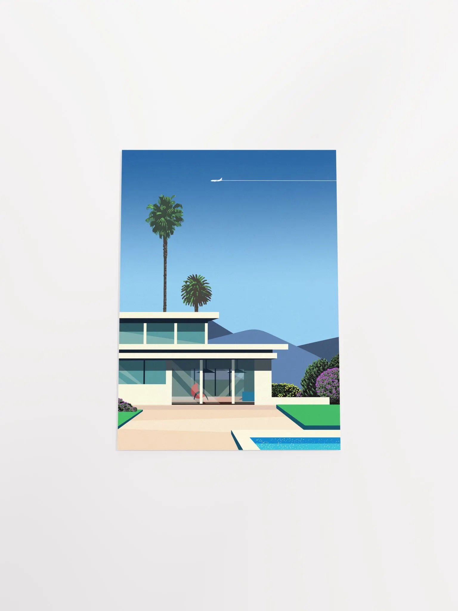 Florida, USA. Villa with pool — City Pop art, retrowave/vaporwave poster, 80s aesthetic poster, Hiroshi Nagai inspired, minimalist poster product image (9)