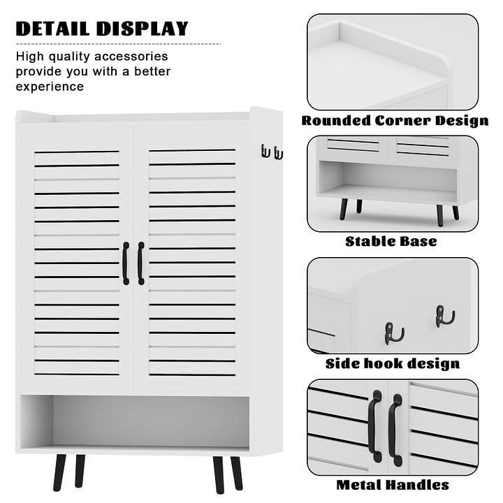 7 Tier Shoe Cabinet with Doors Shoe Storage Cabinet with Adjustable Shelves,50" Large Wooden Shoe Cabinet Storage for Closet, Shoe Organizer for Entryway, Hallway, White product image (1)