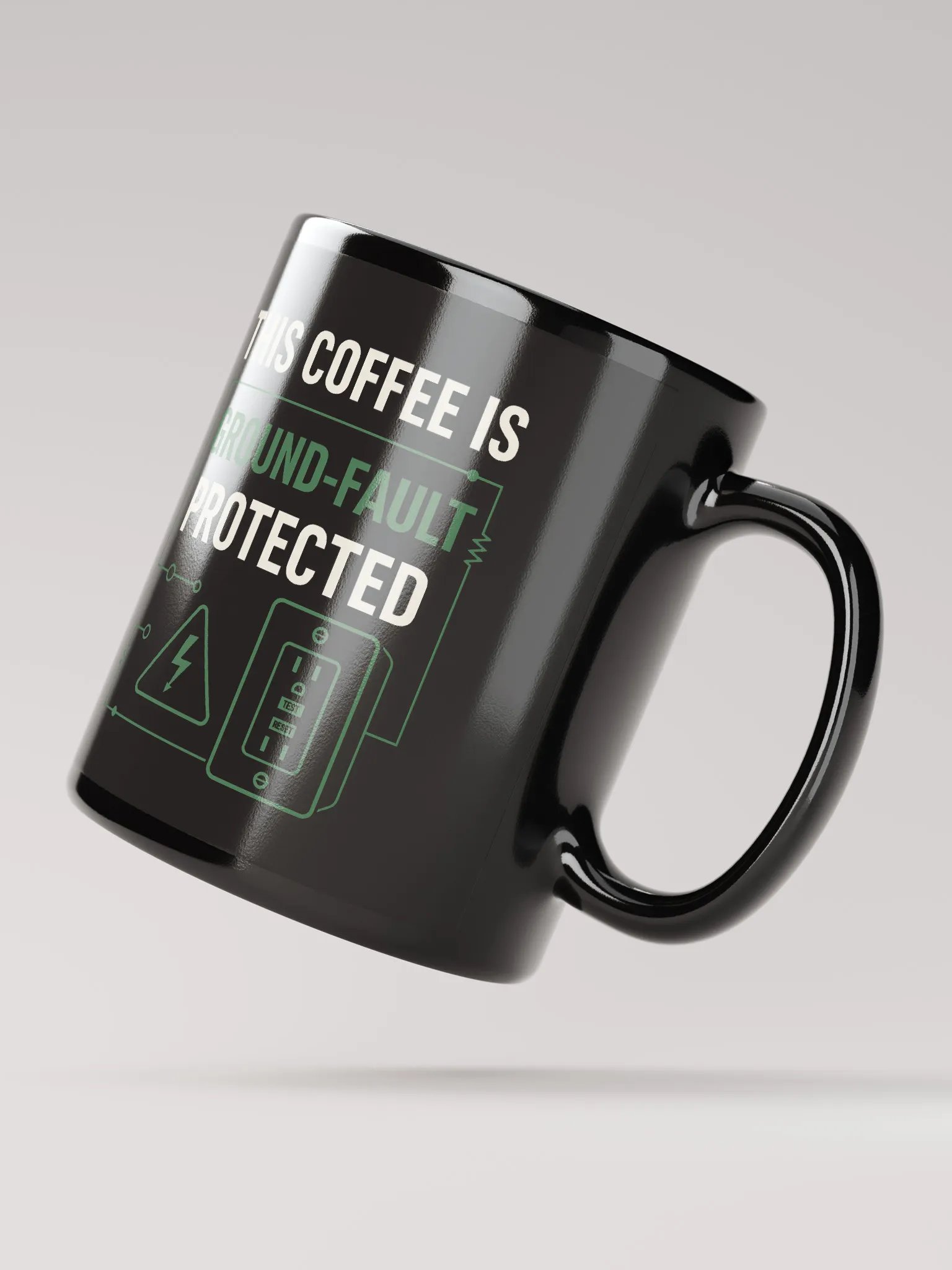 “This Coffee Is Ground-Fault Protected” Black Mug product image (2)
