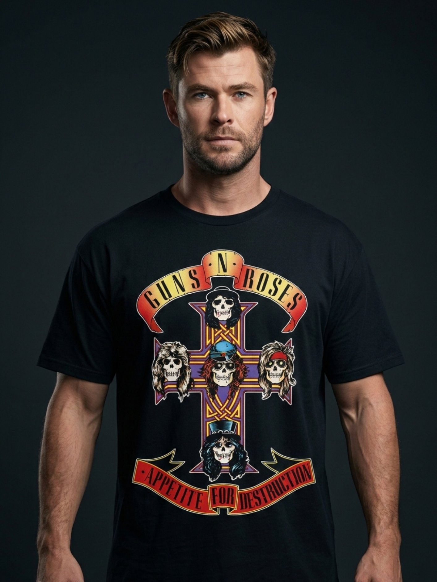 Guns N Roses Appetite For Destruction T-Shirt Skull Cross | Black Vintage 1987 Hard Rock Graphic Tee | Classic Rock Collector Shirt product image (3)
