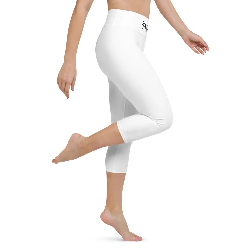 TDS Music Women's High-Waisted White Yoga Capri Leggings product image (4)