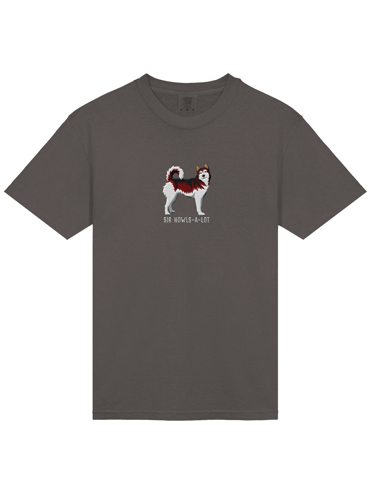 Sir Howls-A-Lot T-Shirt(Embroidered) of a Siberian Husky(Red) product image (6)