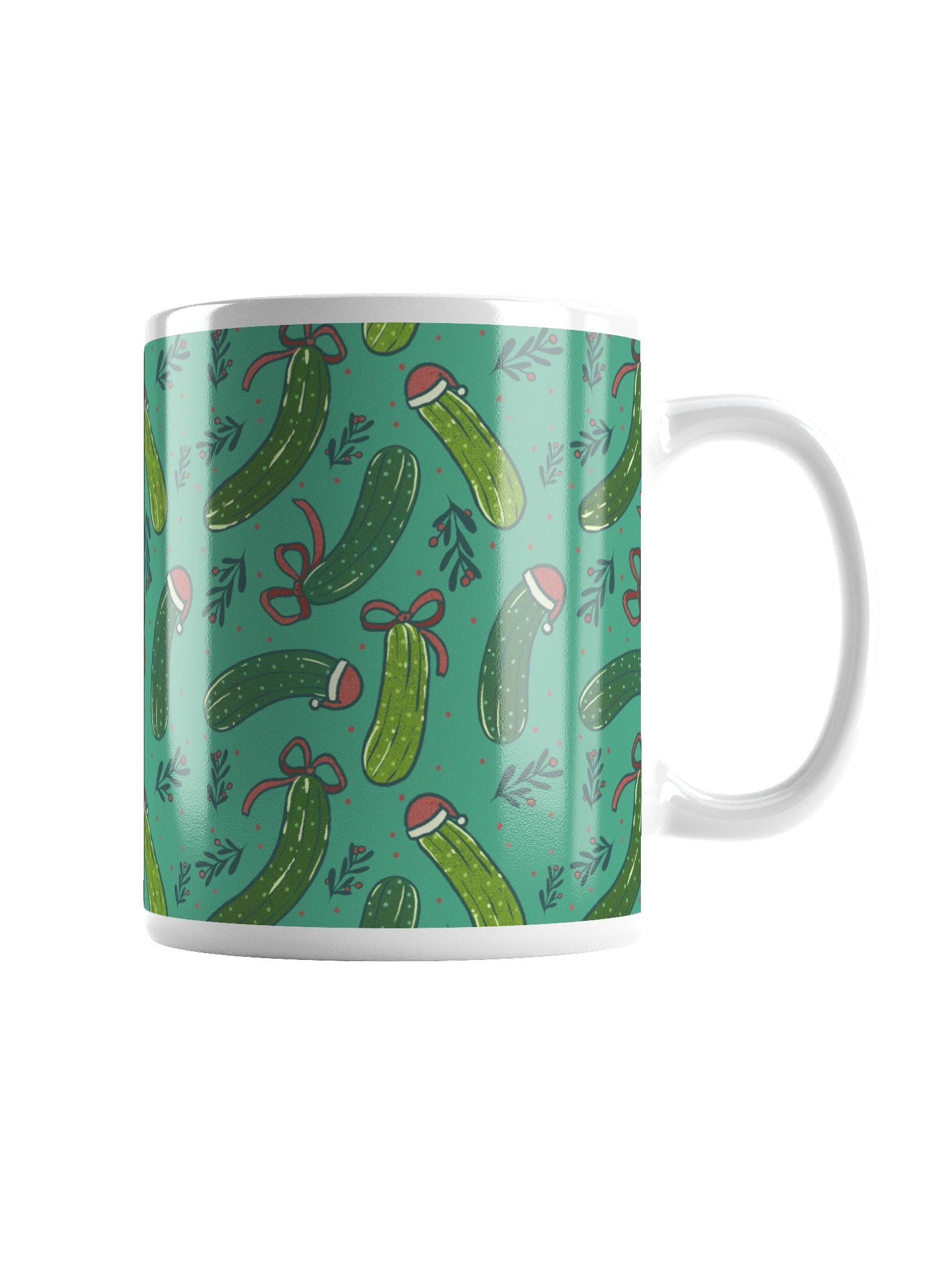 Funny Christmas Pickles Mug, Dark Green product image (3)