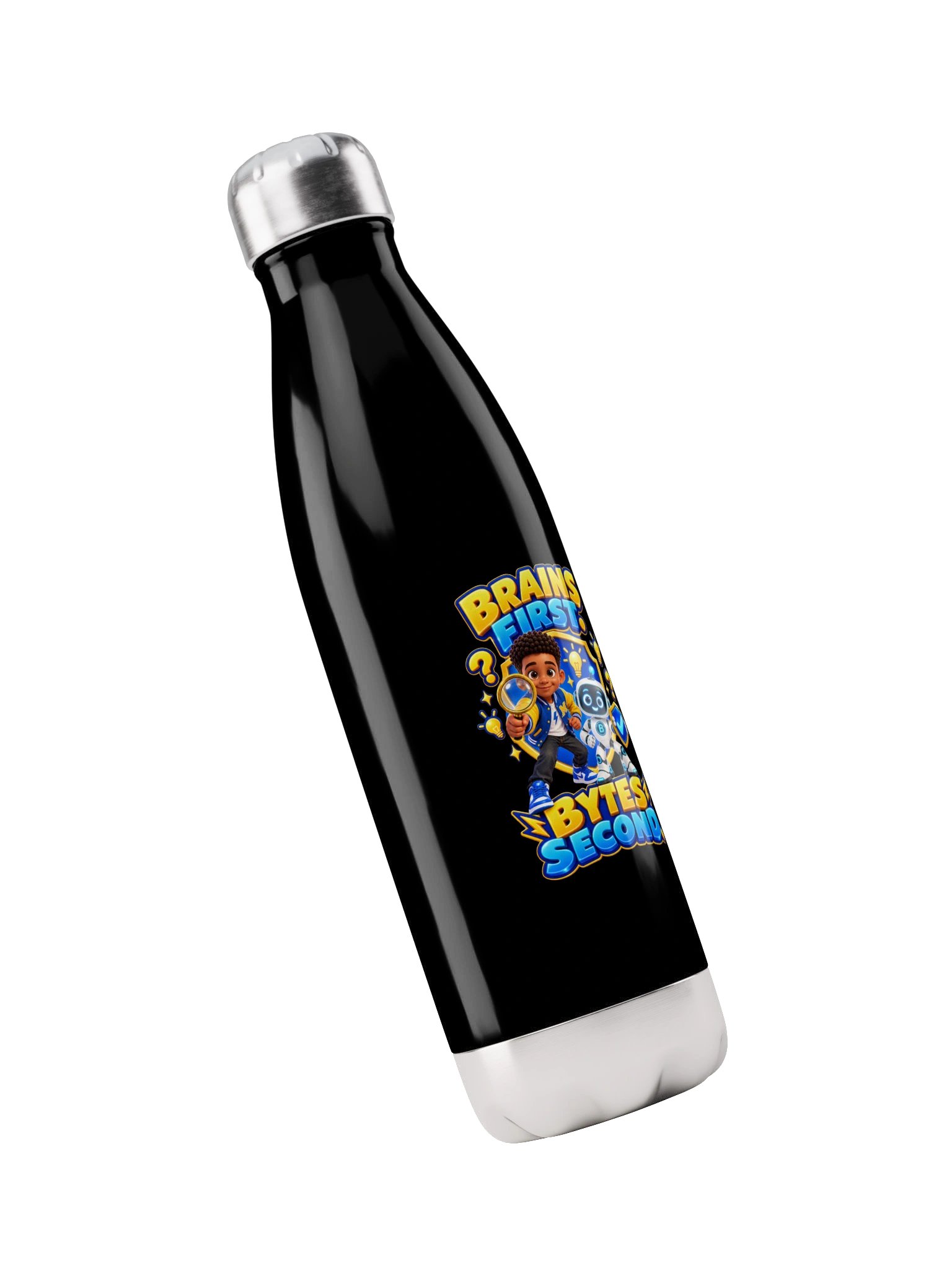Brains First. Bytes Second. Stainless Steel Water Bottle | Marcus & Byte product image (5)