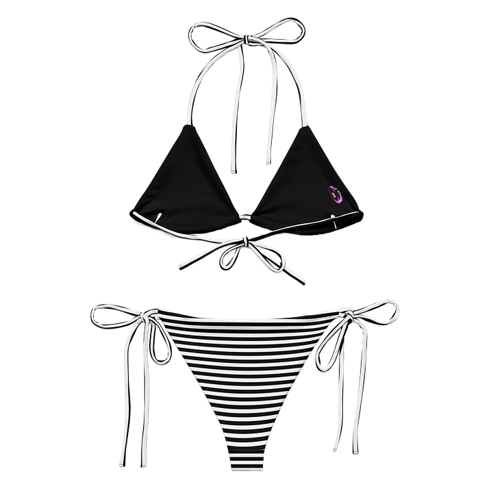 White and Blaque Red Kat Skull Stripped Bikini product image (2)