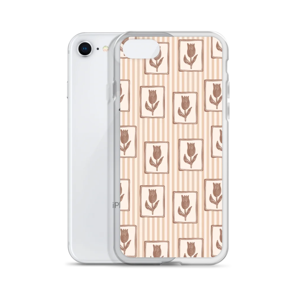 Vintage Tulip Stripe Aesthetic Clear iPhone Case product image (55)