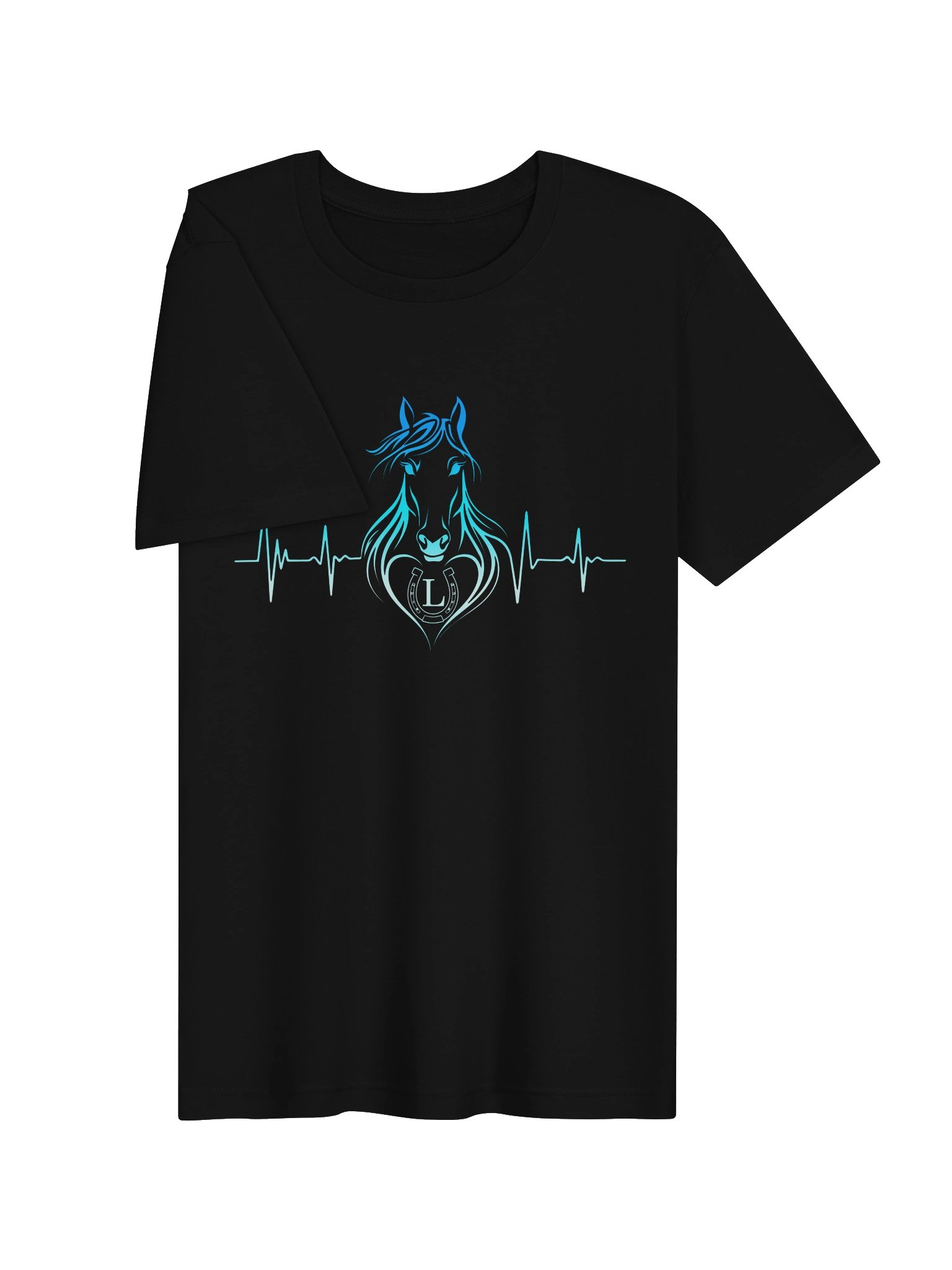 Personalized Horse Heartbeat T-Shirt with Letter L | Unisex Equestrian Gift product image (6)