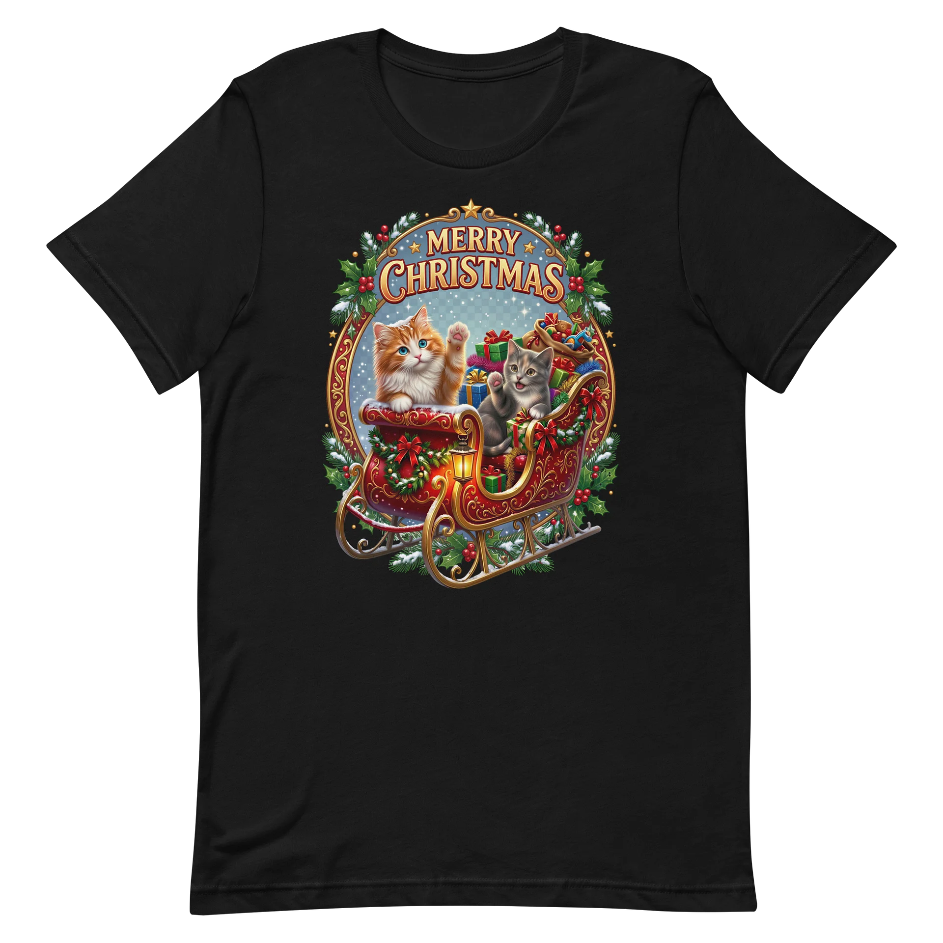 Women's Sleigh Ride Christmas Tshirt Black product image (2)